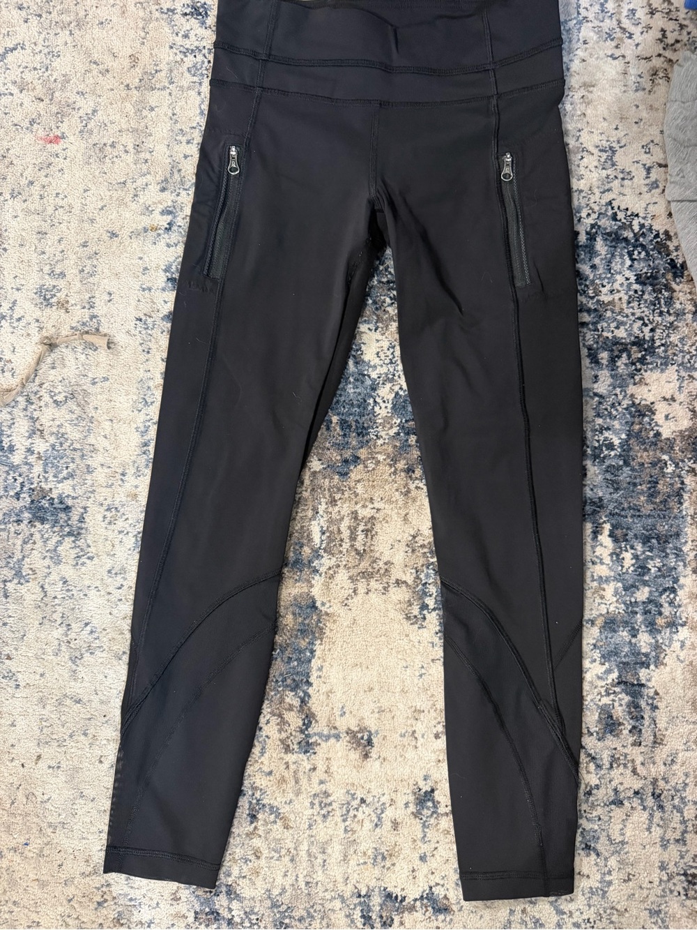 lululemon athletica Black High-Rise Leggings with Zip Pockets size 4